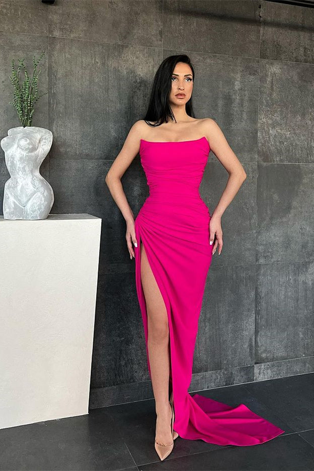 Elegant Sweetheart Mermaid Simple Prom Evening Dresses Online with High Split-misshow.com