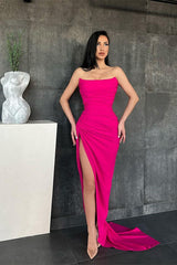 Elegant Sweetheart Mermaid Simple Prom Evening Dresses Online with High Split-misshow.com