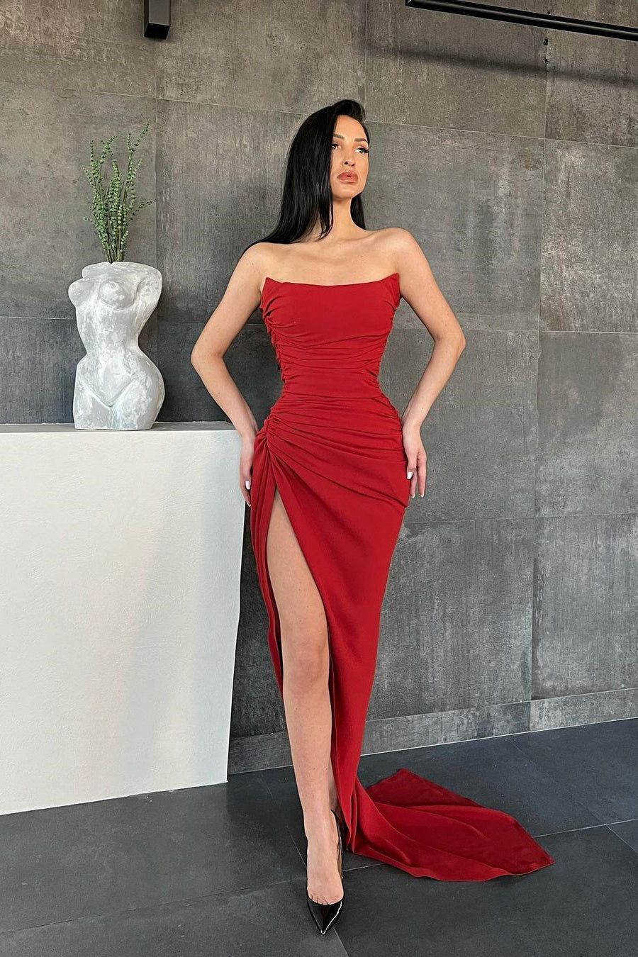 Elegant Sweetheart Mermaid Simple Prom Evening Dresses Online with High Split-misshow.com