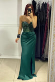 Elegant Sweetheart Split Front Mermaid Prom Dress With Beading-misshow.com