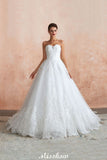 Elegant Sweetheart White Wedding Dress | Simple Tulle Beach Aline Ball Gown