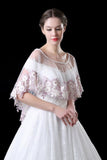 Elegant Tulle /Lace White Sleeveless Wedding Wraps with Appliques