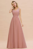 Elegant V-Neck A-line Evening Maxi Dress Bridesmaid Dress Sleeveless Styles-misshow.com