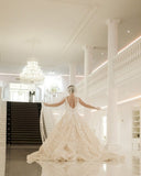 Elegant V-Neck A-line Wedding Dresses with Lace-misshow.com