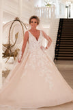 Elegant V-Neck A-line Wedding Dresses with Lace
