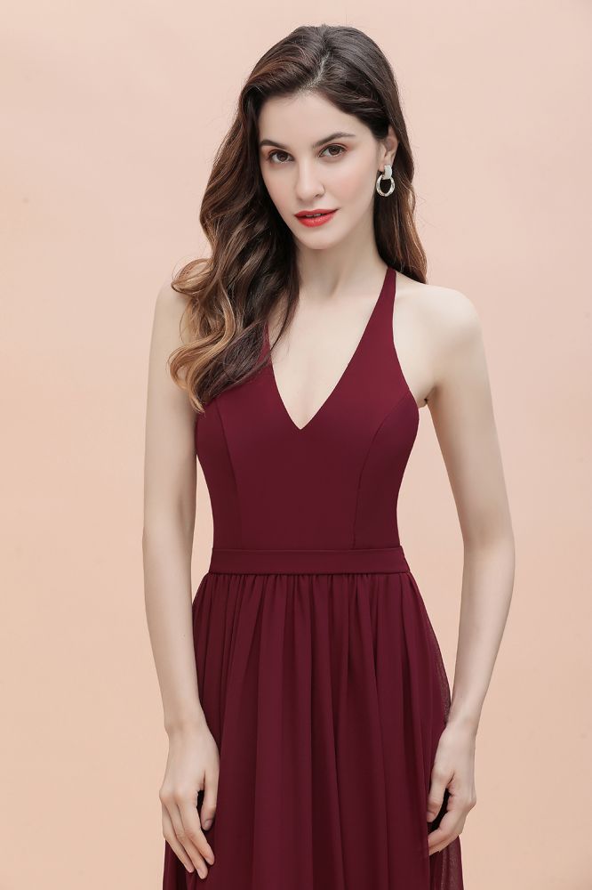 Looking for Prom Dresses,Evening Dresses,Bridesmaid Dresses,Quinceanera dresses in 100D Chiffon, A-line style, and Gorgeous Lace,Sequined work  MISSHOW has all covered on this elegant Elegant V-Neck Chiffon Bridesmaid Dress Backless aline Party Dress with Sequins.