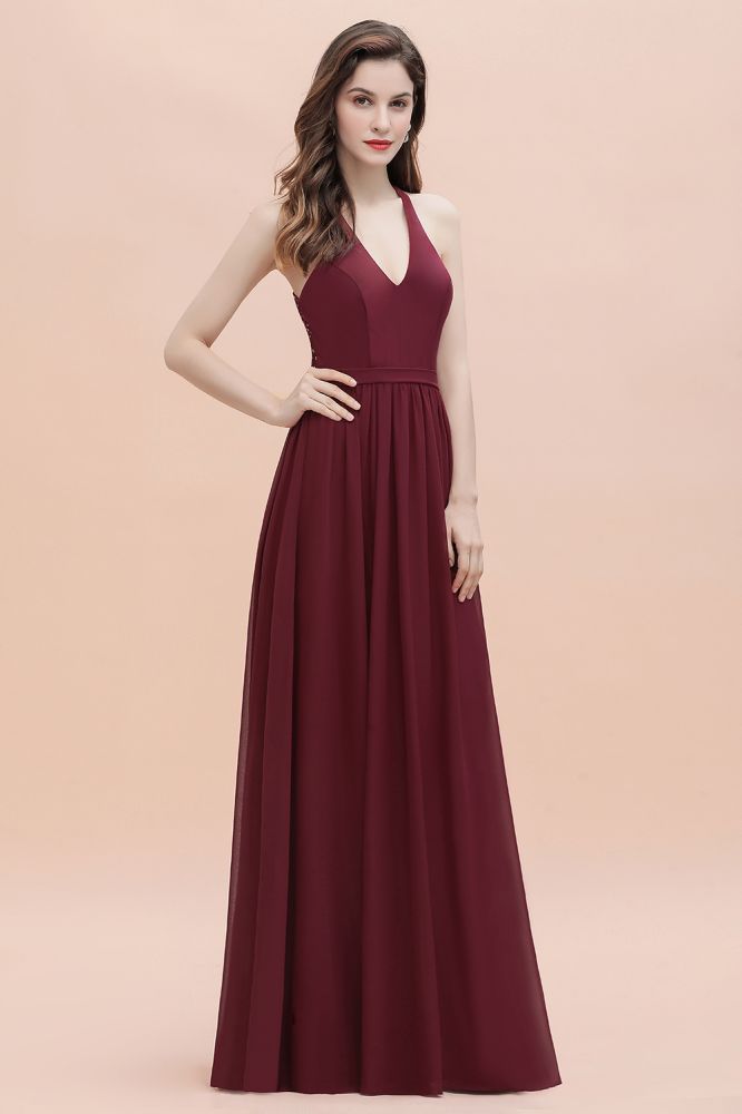 Looking for Prom Dresses,Evening Dresses,Bridesmaid Dresses,Quinceanera dresses in 100D Chiffon, A-line style, and Gorgeous Lace,Sequined work  MISSHOW has all covered on this elegant Elegant V-Neck Chiffon Bridesmaid Dress Backless aline Party Dress with Sequins.