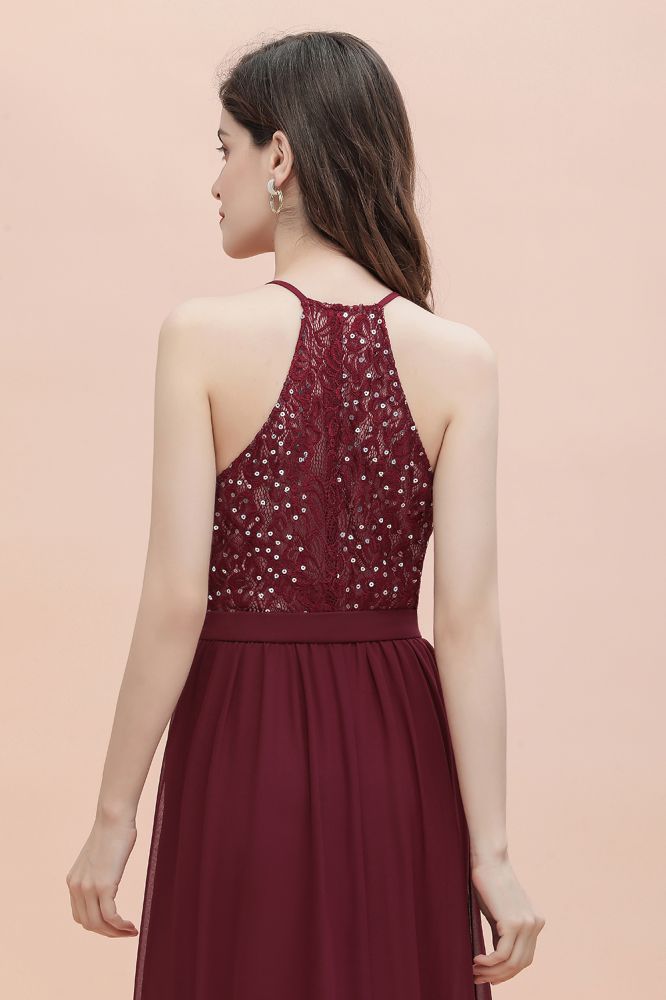 Looking for Prom Dresses,Evening Dresses,Bridesmaid Dresses,Quinceanera dresses in 100D Chiffon, A-line style, and Gorgeous Lace,Sequined work  MISSHOW has all covered on this elegant Elegant V-Neck Chiffon Bridesmaid Dress Backless aline Party Dress with Sequins.