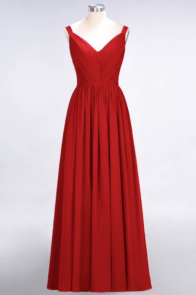 MISSHOW offers Elegant V-Neck Strap Backless Ruffles Chiffon Floor-Length Bridesmaid Dress at a good price from Misshow