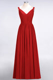 MISSHOW offers Elegant V-Neck Strap Backless Ruffles Chiffon Floor-Length Bridesmaid Dress at a good price from Misshow