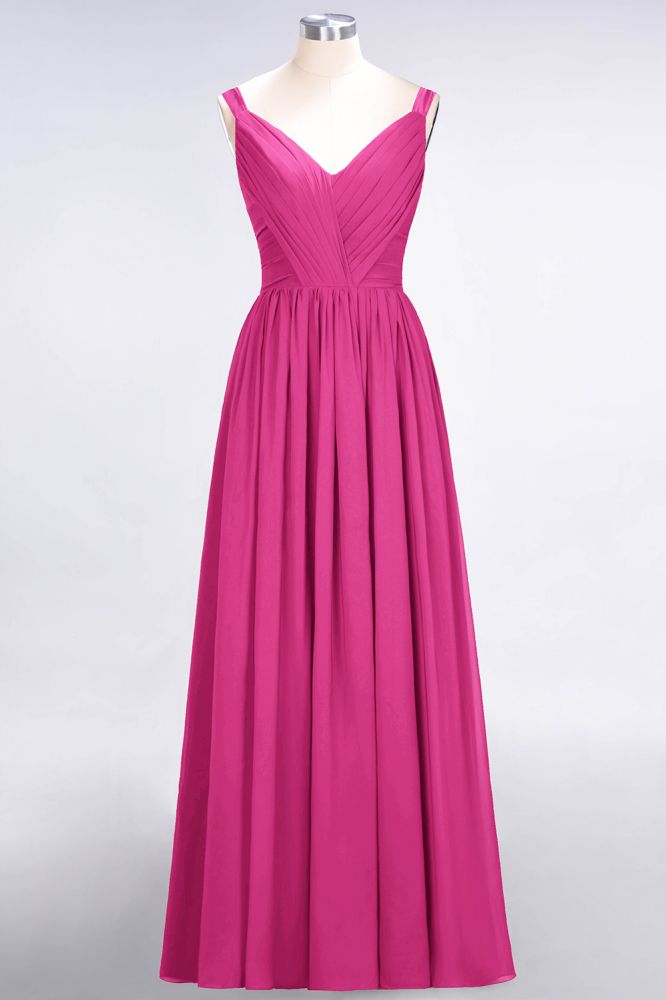 MISSHOW offers Elegant V-Neck Strap Backless Ruffles Chiffon Floor-Length Bridesmaid Dress at a good price from Misshow