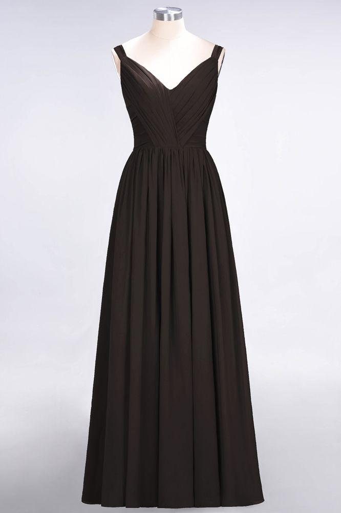 MISSHOW offers Elegant V-Neck Strap Backless Ruffles Chiffon Floor-Length Bridesmaid Dress at a good price from Misshow