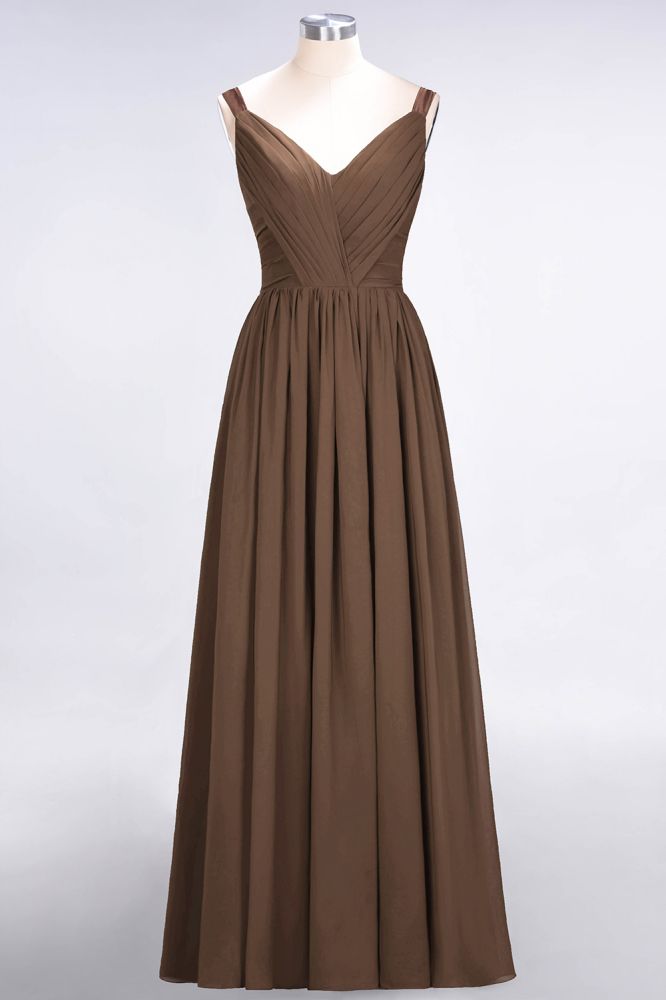 MISSHOW offers Elegant V-Neck Strap Backless Ruffles Chiffon Floor-Length Bridesmaid Dress at a good price from Misshow