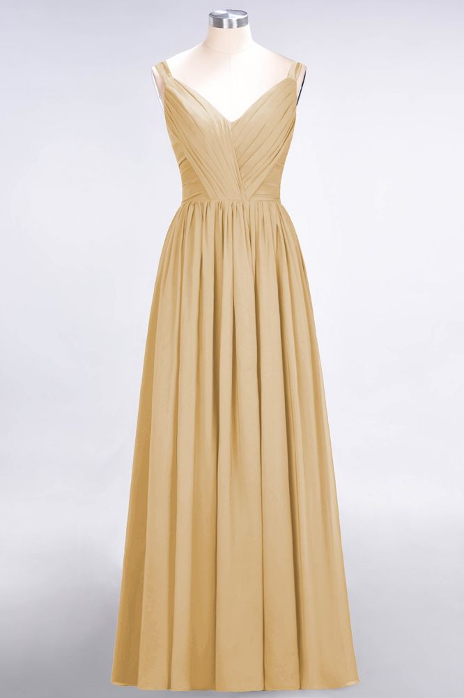 MISSHOW offers Elegant V-Neck Strap Backless Ruffles Chiffon Floor-Length Bridesmaid Dress at a good price from Misshow
