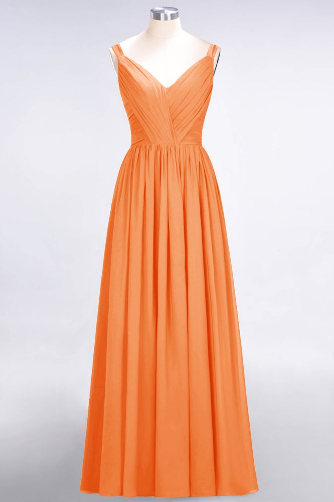 MISSHOW offers Elegant V-Neck Strap Backless Ruffles Chiffon Floor-Length Bridesmaid Dress at a good price from Misshow