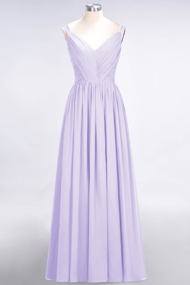 MISSHOW offers Elegant V-Neck Strap Backless Ruffles Chiffon Floor-Length Bridesmaid Dress at a good price from Misshow