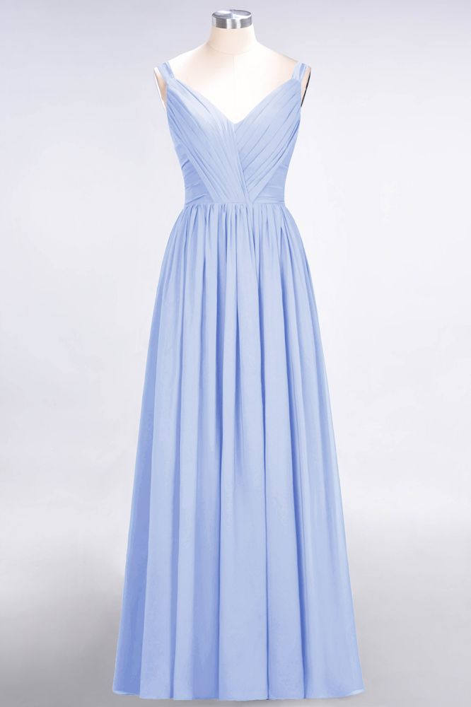 MISSHOW offers Elegant V-Neck Strap Backless Ruffles Chiffon Floor-Length Bridesmaid Dress at a good price from Misshow