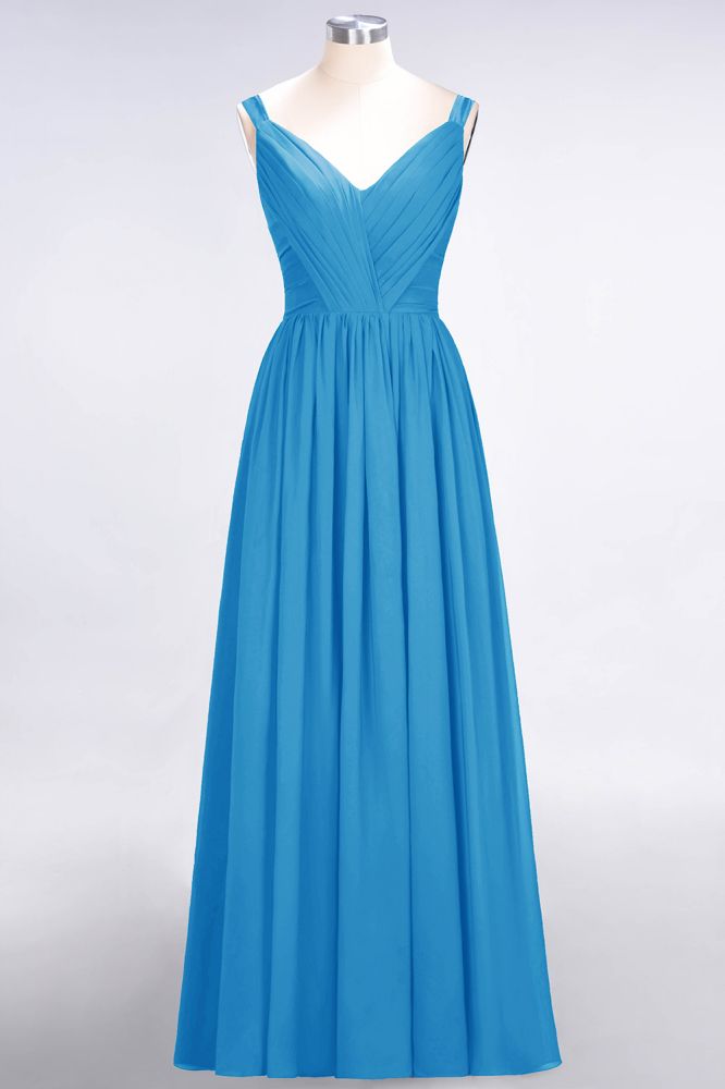MISSHOW offers Elegant V-Neck Strap Backless Ruffles Chiffon Floor-Length Bridesmaid Dress at a good price from Misshow