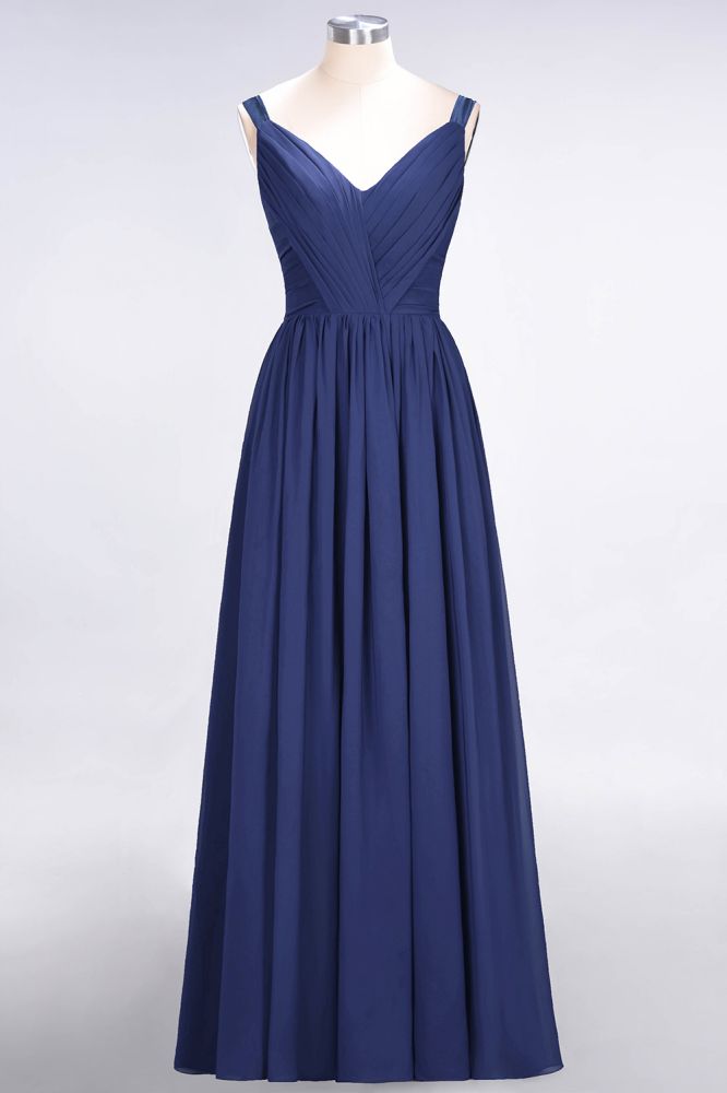 MISSHOW offers Elegant V-Neck Strap Backless Ruffles Chiffon Floor-Length Bridesmaid Dress at a good price from Misshow