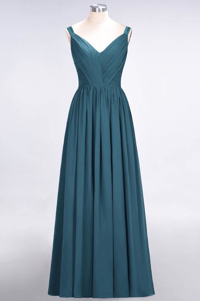 MISSHOW offers Elegant V-Neck Strap Backless Ruffles Chiffon Floor-Length Bridesmaid Dress at a good price from Misshow