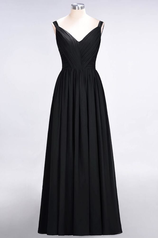 MISSHOW offers Elegant V-Neck Strap Backless Ruffles Chiffon Floor-Length Bridesmaid Dress at a good price from Misshow