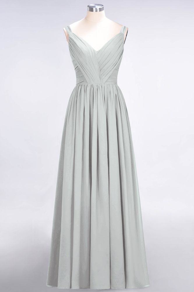 MISSHOW offers Elegant V-Neck Strap Backless Ruffles Chiffon Floor-Length Bridesmaid Dress at a good price from Misshow