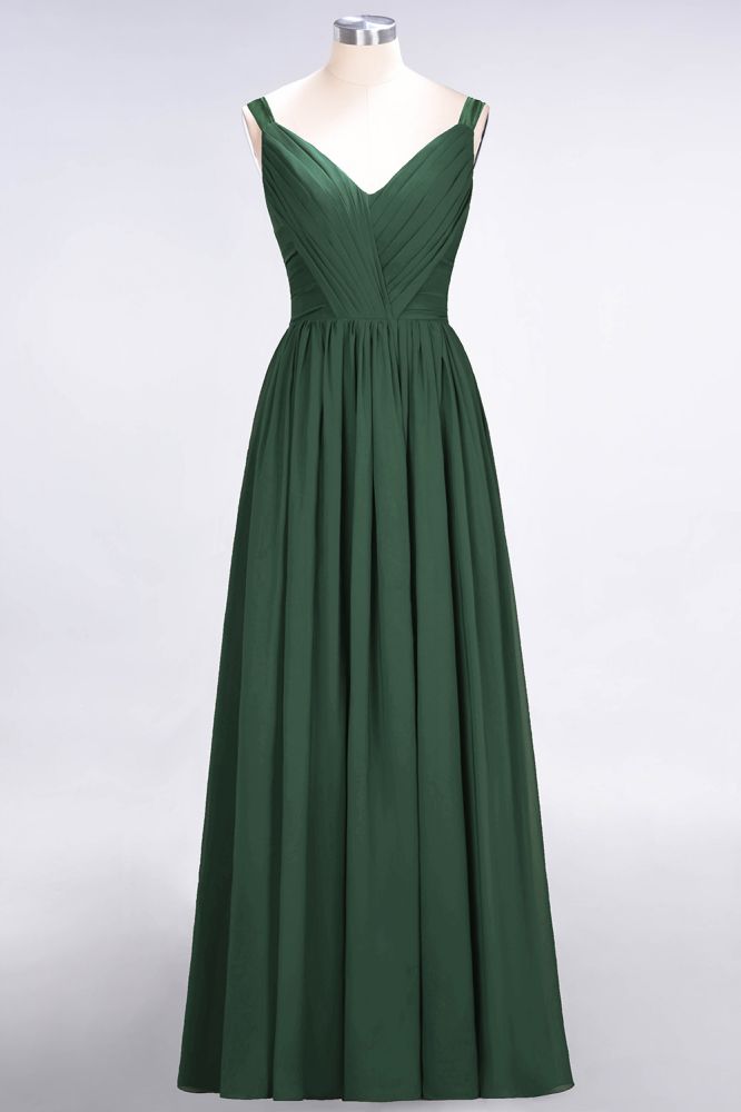 MISSHOW offers Elegant V-Neck Strap Backless Ruffles Chiffon Floor-Length Bridesmaid Dress at a good price from Misshow