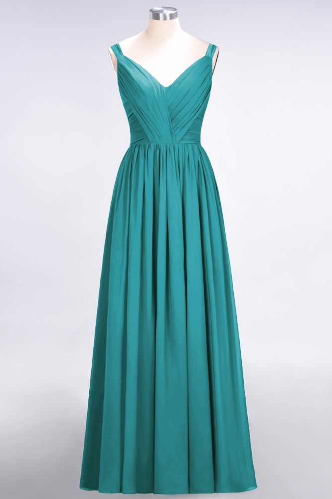 MISSHOW offers Elegant V-Neck Strap Backless Ruffles Chiffon Floor-Length Bridesmaid Dress at a good price from Misshow
