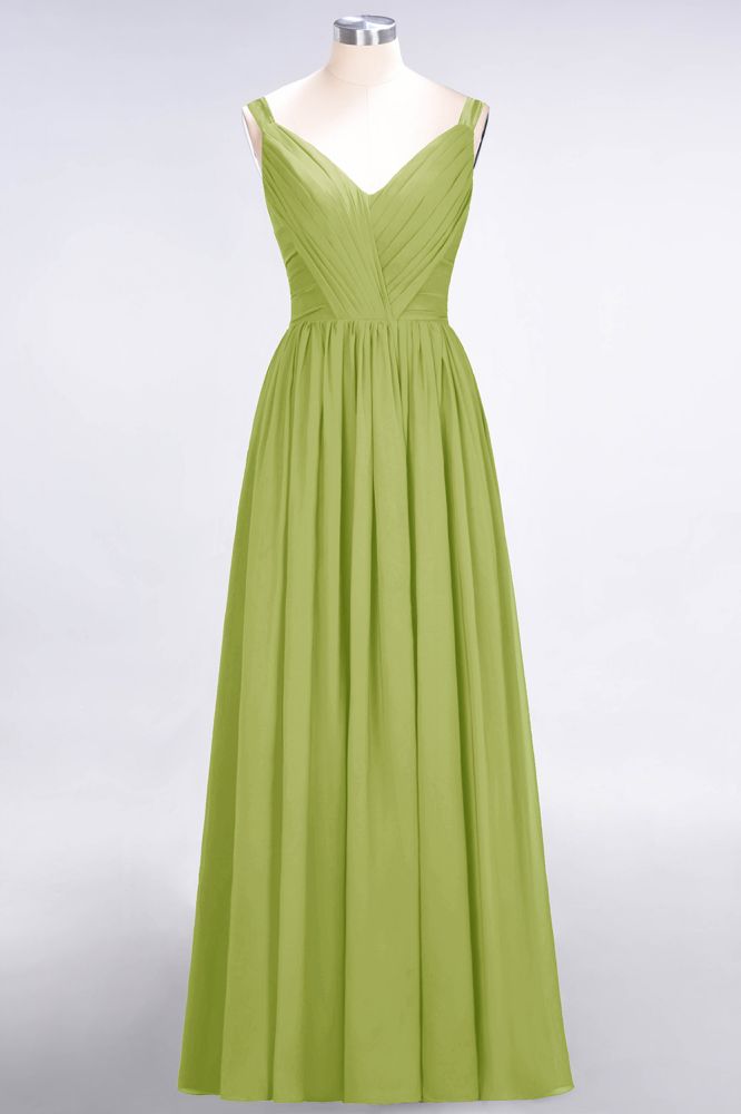 MISSHOW offers Elegant V-Neck Strap Backless Ruffles Chiffon Floor-Length Bridesmaid Dress at a good price from Misshow