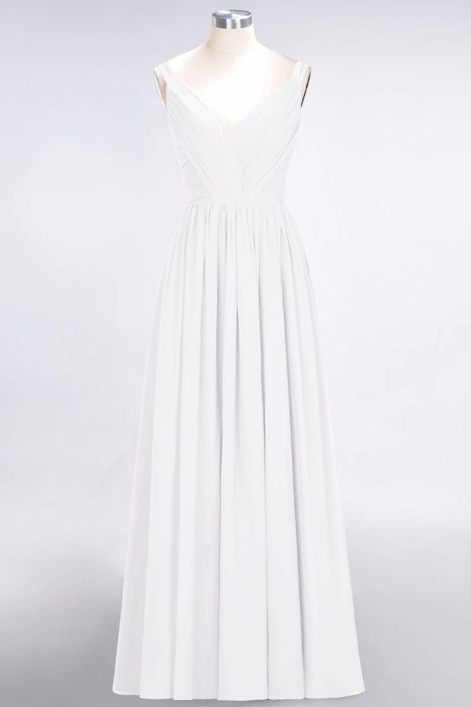 MISSHOW offers Elegant V-Neck Strap Backless Ruffles Chiffon Floor-Length Bridesmaid Dress at a good price from Misshow