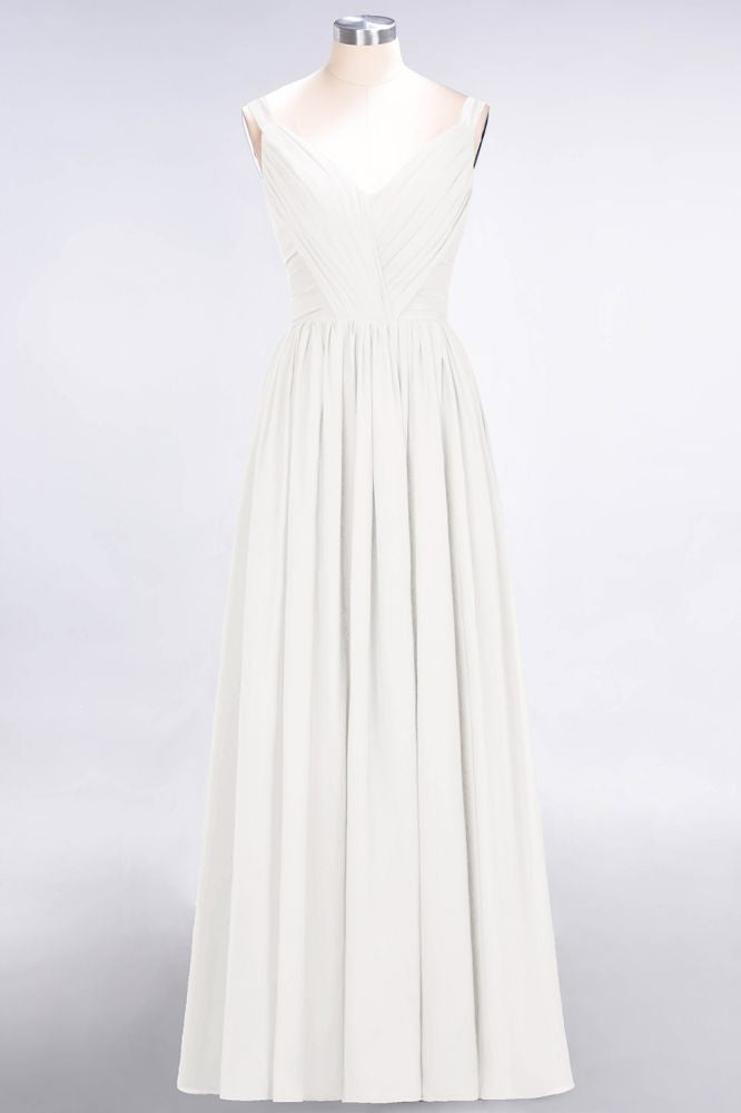 MISSHOW offers Elegant V-Neck Strap Backless Ruffles Chiffon Floor-Length Bridesmaid Dress at a good price from Misshow