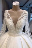 Elegant wedding dress with sleeves Princess wedding dress white-misshow.com