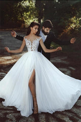 Elegant wedding dresses with lace chiffon floor-length-misshow.com