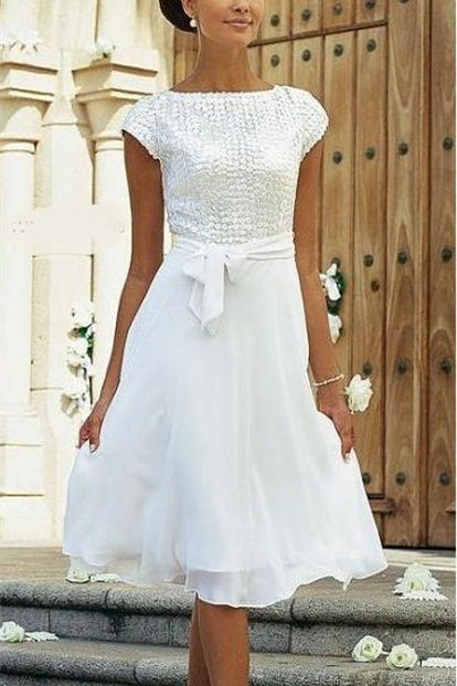 White A-Line Chiffon With Lace Applique Off-the-Shoulder Short Homecoming Dresses UQ1888
