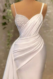 Elegant White Sleeveless Prom Dress With Beads-misshow.com