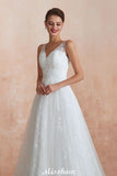 Looking for  in Tulle, A-line,Ball Gown,Princess style, and Gorgeous Lace,Beading,Sequined work  MISSHOW has all covered on this elegant Elegant White V-Neck Princess Wedding Dress Aline Tulle Lace Bridal Gown