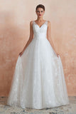 Looking for  in Tulle, A-line,Ball Gown,Princess style, and Gorgeous Lace,Beading,Sequined work  MISSHOW has all covered on this elegant Elegant White V-Neck Princess Wedding Dress Aline Tulle Lace Bridal Gown