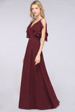MISSHOW offers Elgant Ruffles Chiffon Floor-Length Bridesmaid Dress Aline Pearls Sleeveless Wedding Party Dress at a good price from Misshow