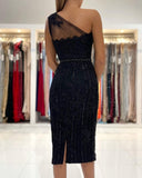 Evening Dresses Short Black Cocktail Dresses with Lace-misshow.com