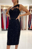 Evening Dresses Short Black Cocktail Dresses with Lace-misshow.com
