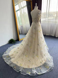 Exquisite A-line Flower Strapless Tulle Prom Dress-misshow.com