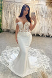 Exquisite Floor Length Sweetheart Sleeveless Off-The-Shoulder Mermaid Lace Wedding Dress