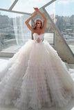 Extravagant A-line Princess Sleeveless Wedding Dresses With Crystal-misshow.com