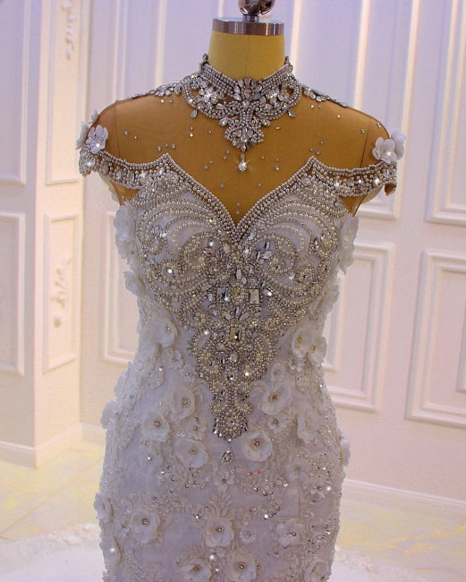 Rhinestones Embellished Mermaid Wedding Dress (#Breshawn)
