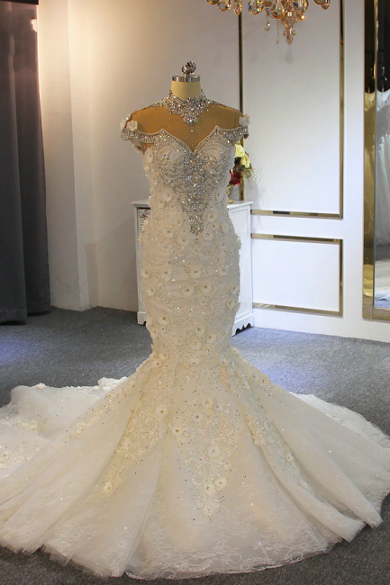 Extravagant wedding dresses mermaid | Wedding dress with lace-misshow.com