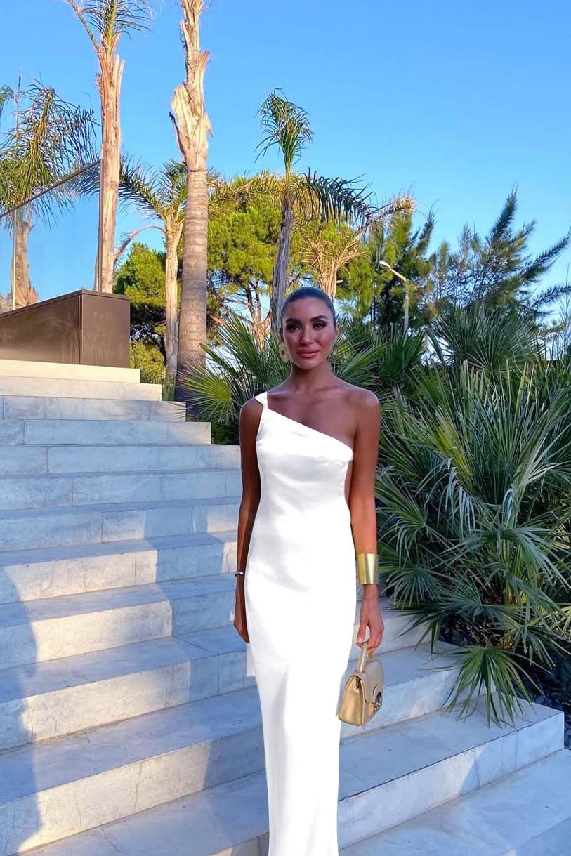 One Shoulder Backless Sleeveless Long Formal Dress With Pleated