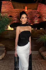 Sleeveless Strapless Mermaid Long Formal Dress With Pleated Ruffles