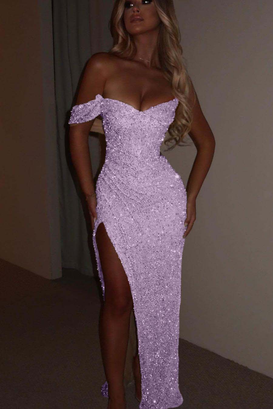 One Shoulder Strapless Sleeveless Long Mermaid Formal Dress With Split