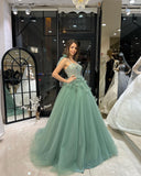 Fabulous Floor Length Sweetheart Sleeveless A-Line Tulle Wedding Dress with Sequins-misshow.com
