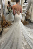 Fabulous Floor Length Sweetheart Sleeveless Mermaid Wedding Dress with Lace-misshow.com